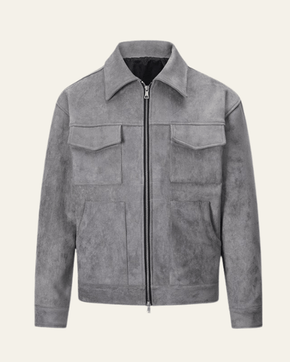 Heren Field Jacket Veganistisch Suède met Functionele Zakken