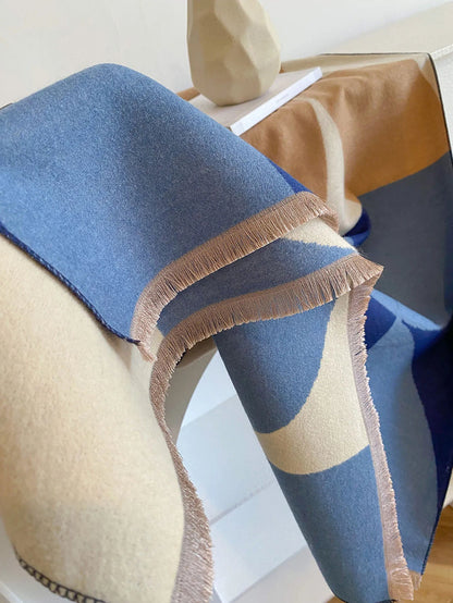 Dames Wendbare Cashmere Sjaal – Zwart en Grijs, Luxe Accessoire voor Herfst en Winter