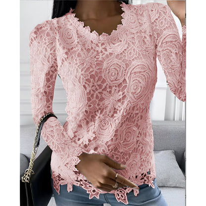 Clarisse - Elegante Kanten Blouse met Lange Mouwen
