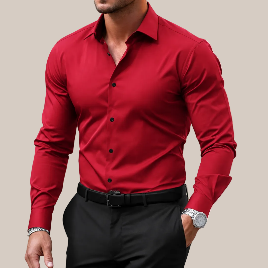Heren Overhemd Slim Fit met Knopen - Smart Casual Basic