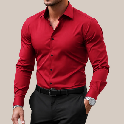 Heren Overhemd Slim Fit met Knopen - Smart Casual Basic