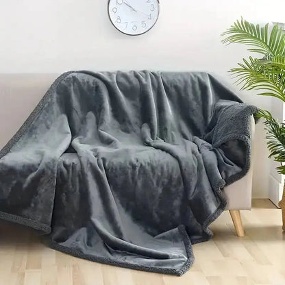 reversible sherpa fleece throw blanket in gray