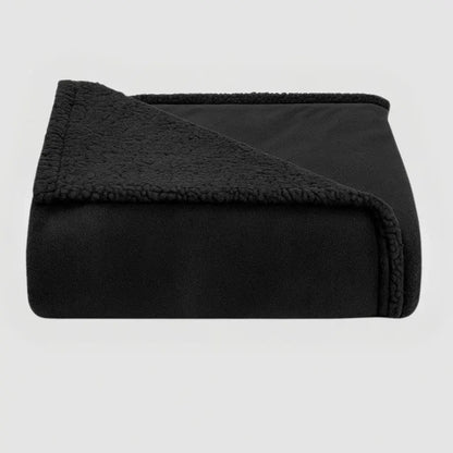 reversible sherpa fleece throw blanket in black