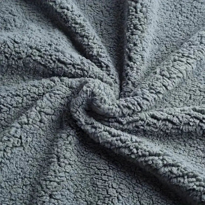 reversible sherpa fleece throw blanket in gray