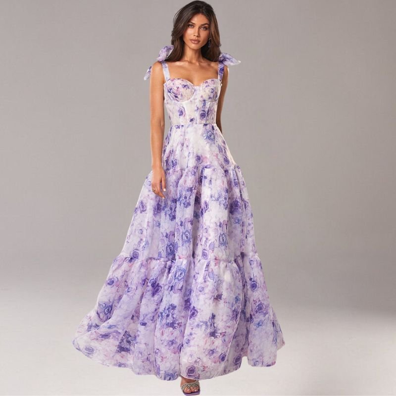 Eliora - Fleurige Jurk met Strikdetails