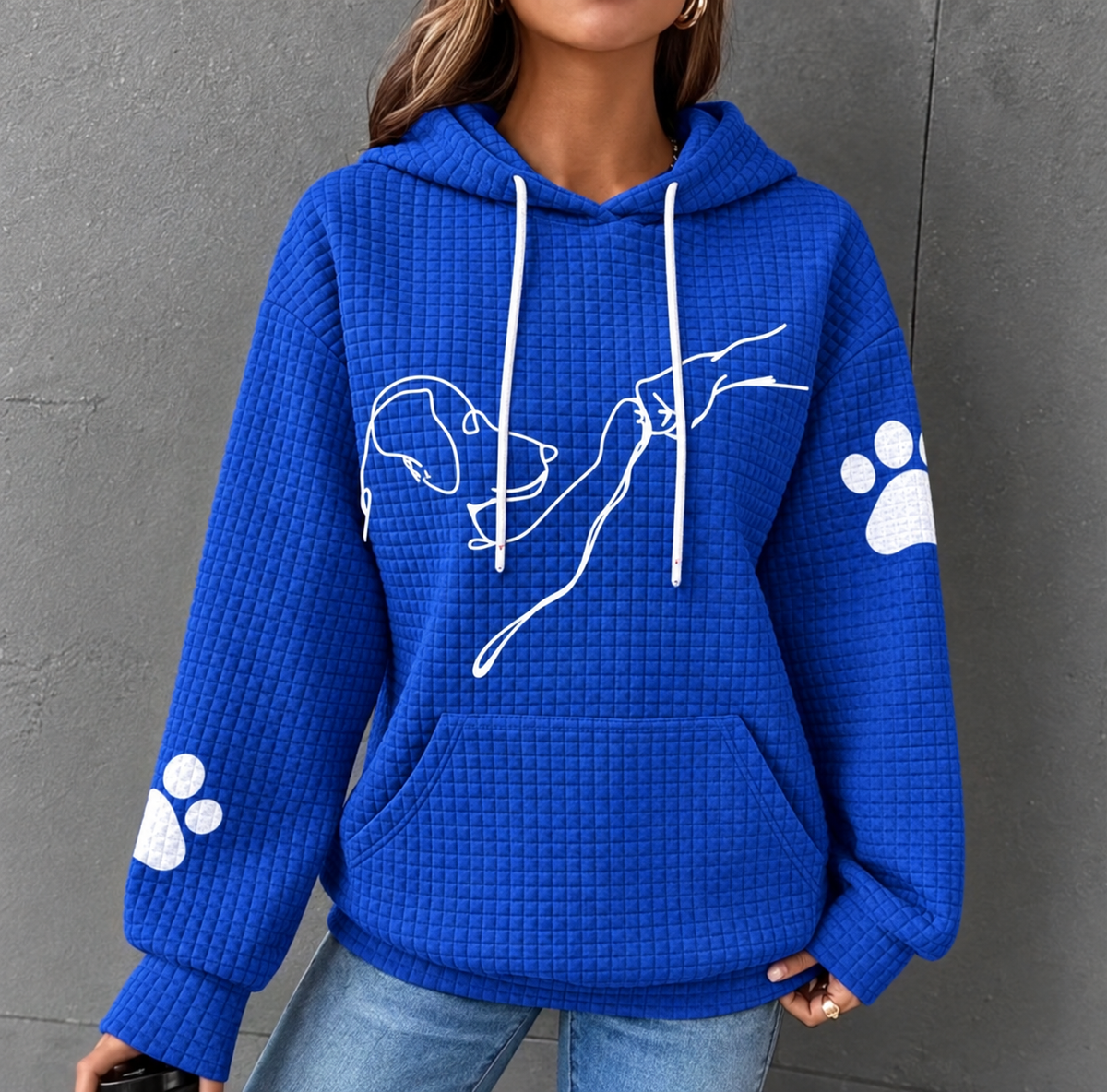 Sudadera informal con estampado de perros para mujer – sudadera con capucha para el tiempo libre y el uso diario