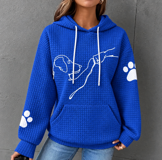 Dames Casual Hoodie met Hondenprint – Sweatshirt met Capuchon voor Vrijetijd en Dagelijks