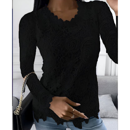 Clarisse - Elegante Kanten Blouse met Lange Mouwen
