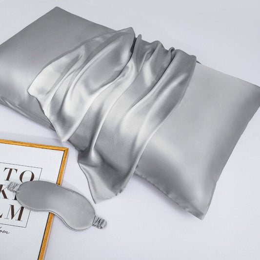 satin-finish pillowcases in silver