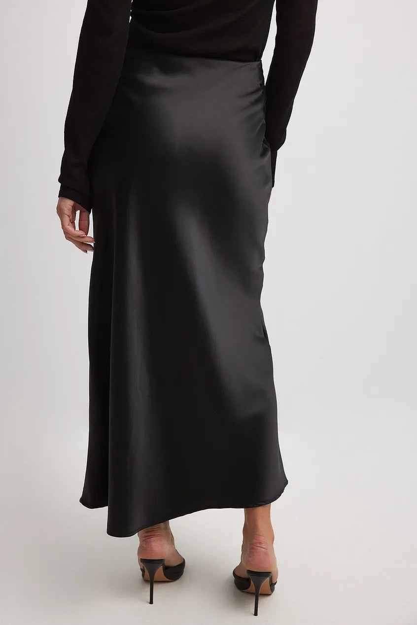 Dames Hoge Taille Midi Rok – Satijn, Effen, Casual voor Diverse Gelegenheden