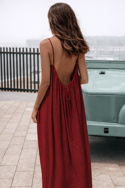 Dames Zomerjurk Maxi met Open Rug - Verstelbare Rugopening en Vloeiende Snit