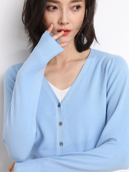 Dames Warme V-hals Gebreide Vest – Casual voor Herfst en Winter