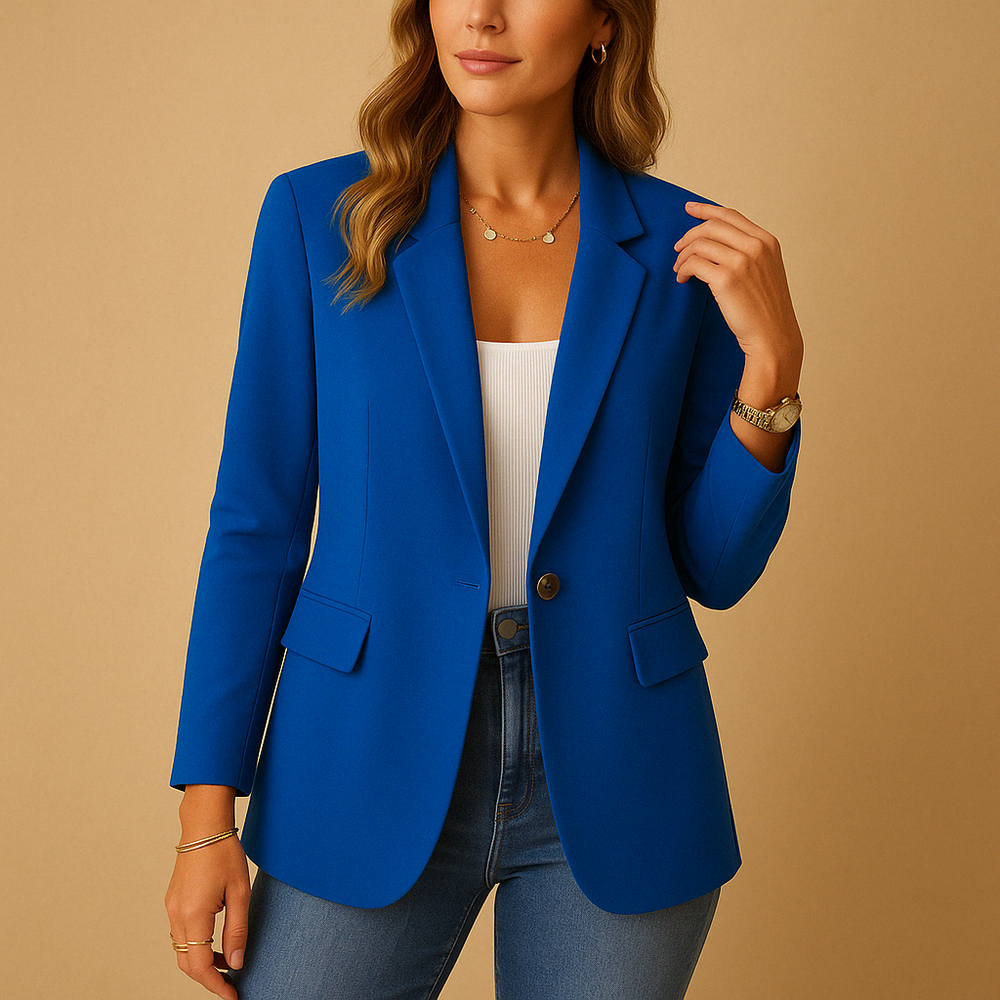 Dames Blazer Getailleerd Model met Puntkraag en Knoopsluiting