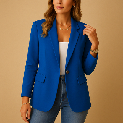 Dames Blazer Getailleerd Model met Puntkraag en Knoopsluiting