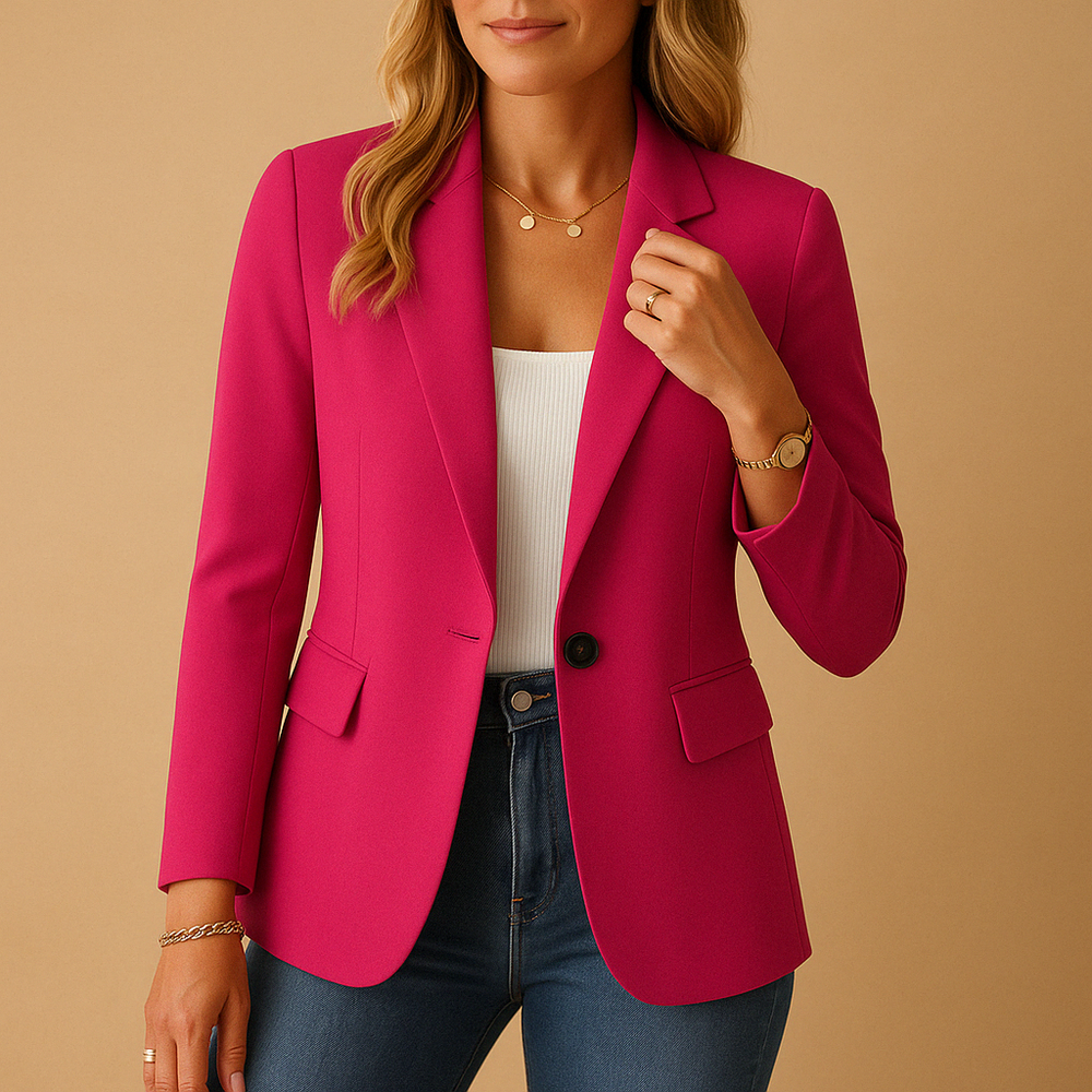 Dames Blazer Getailleerd Model met Puntkraag en Knoopsluiting