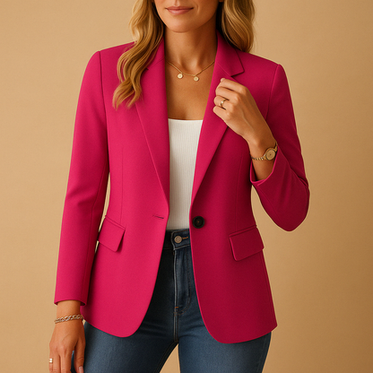 Dames Blazer Getailleerd Model met Puntkraag en Knoopsluiting