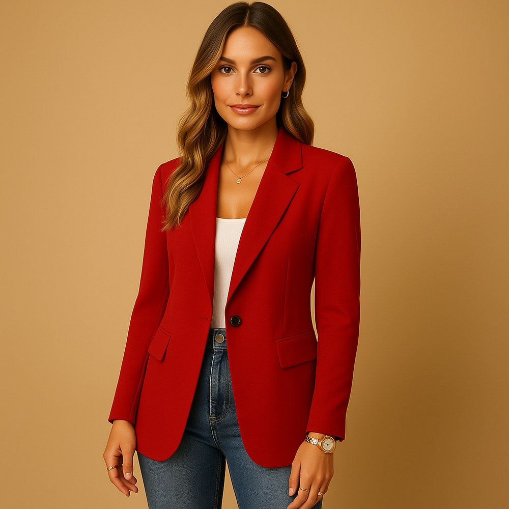Dames Blazer Getailleerd Model met Puntkraag en Knoopsluiting