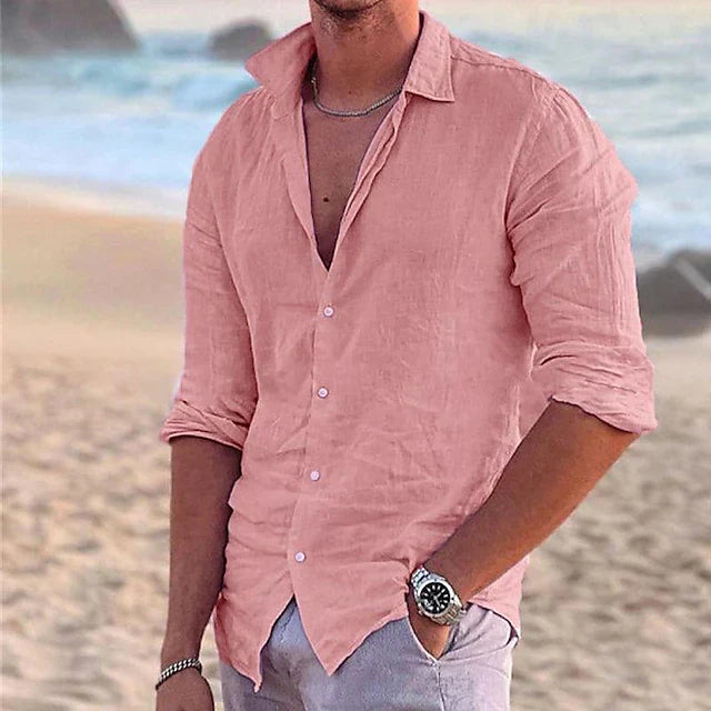 Heren Slim Fit Overhemd – Casual voor Zomergebruik, Met Knopen en Korte Mouwen