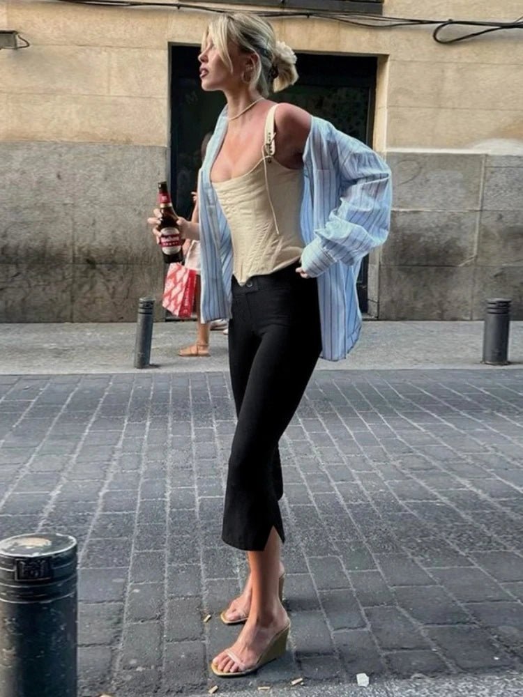 Dames Slim Fit Broek – Hoge Taille, Geschikt voor Casual en Werkgebruik