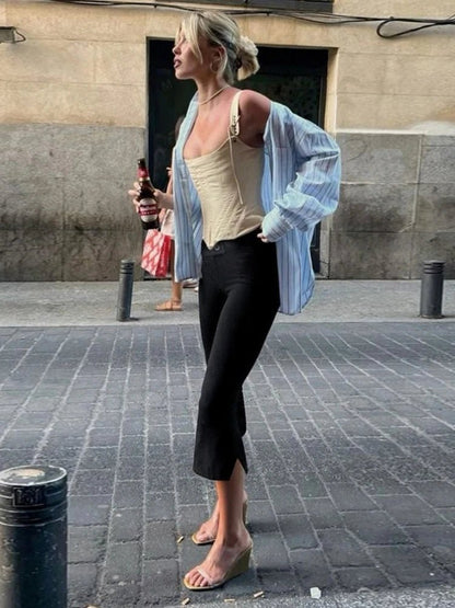 Dames Slim Fit Broek – Hoge Taille, Geschikt voor Casual en Werkgebruik