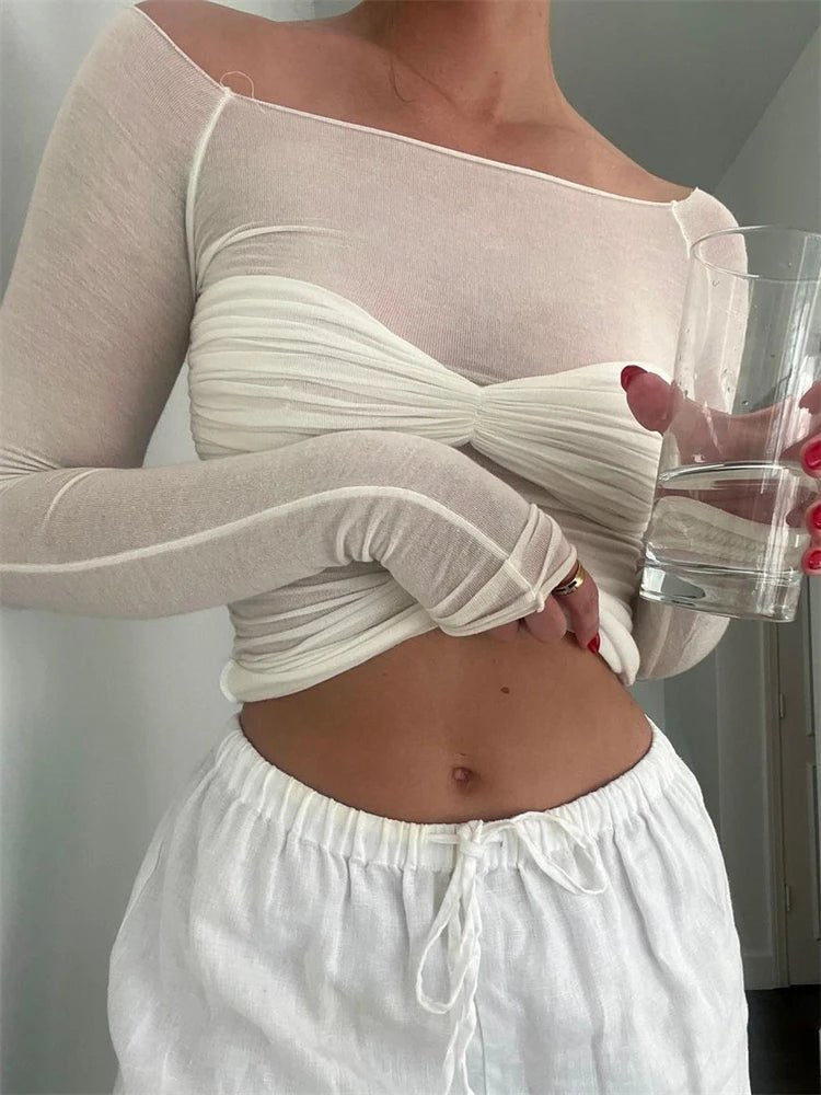 Dames Getailleerde Top – Casual, Geschikt voor Lente en Zomer, Met Off-Shoulder Ontwerp