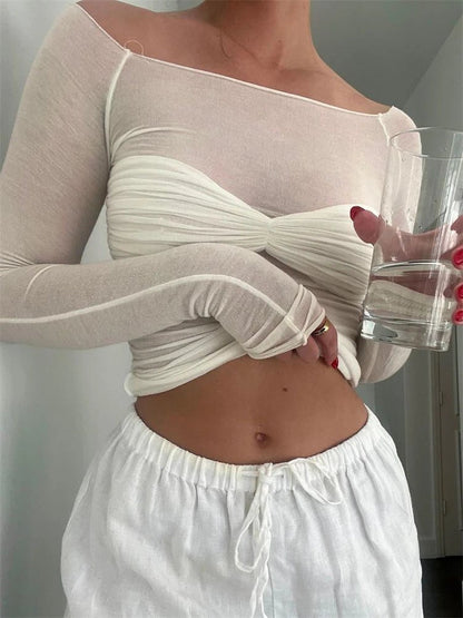 Dames Getailleerde Top – Casual, Geschikt voor Lente en Zomer, Met Off-Shoulder Ontwerp