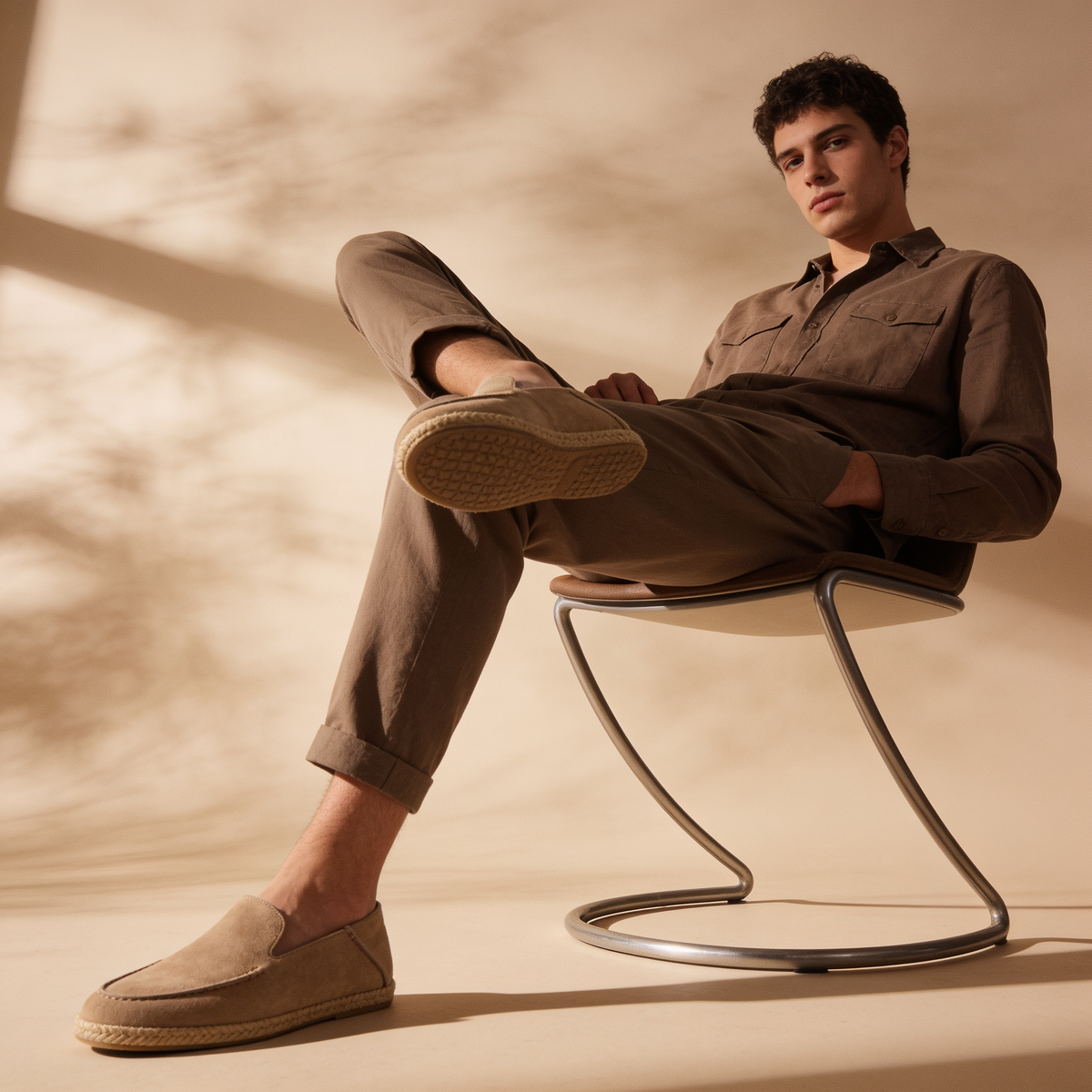Heren Espadrille Loafers Suède met Juterand