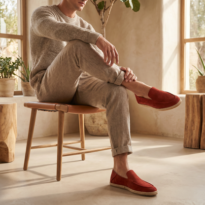 Heren Espadrille Loafers Suède met Juterand