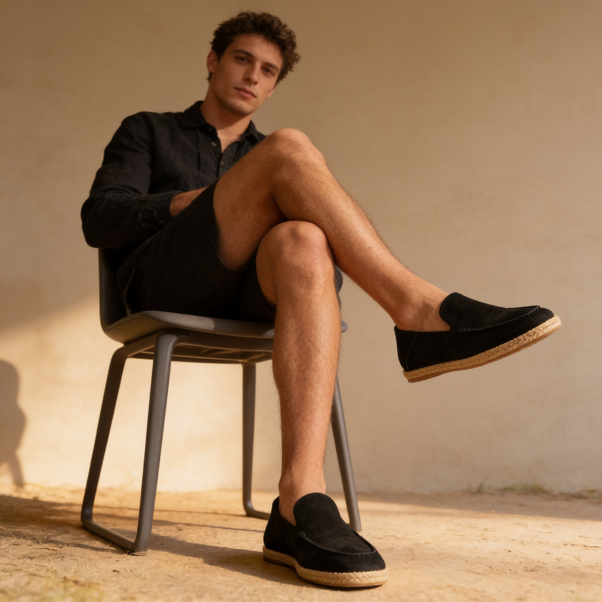 Heren Espadrille Loafers Suède met Juterand