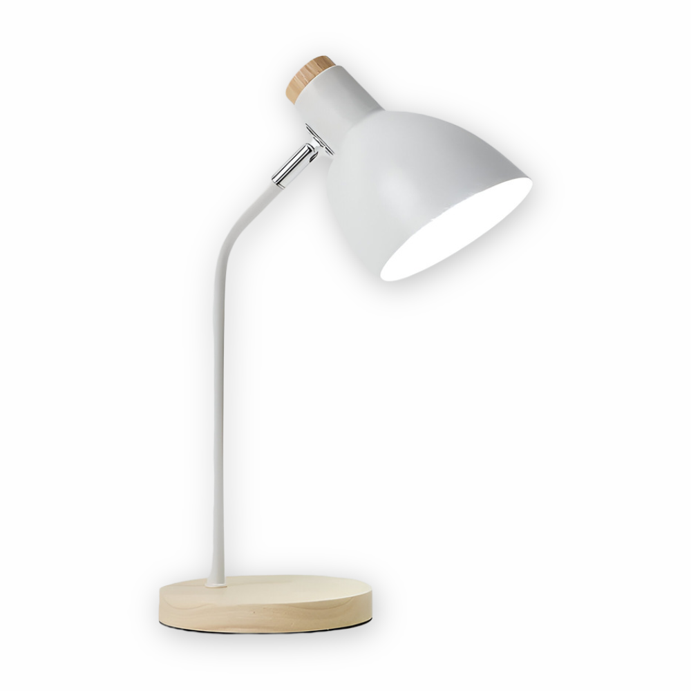 Tafellamp Scandinavisch met Verstelbare Kap en Houten Voet ##POS:11##