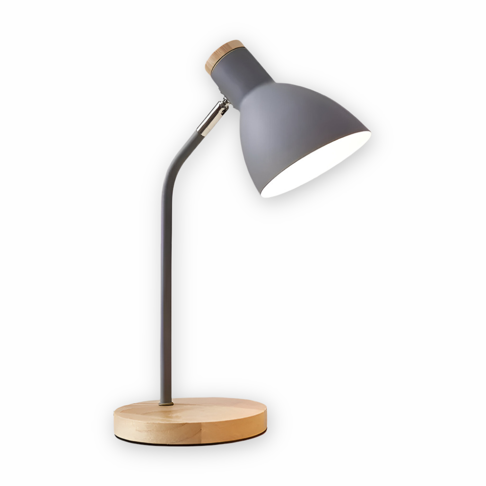 Tafellamp Scandinavisch met Verstelbare Kap en Houten Voet ##POS:12##