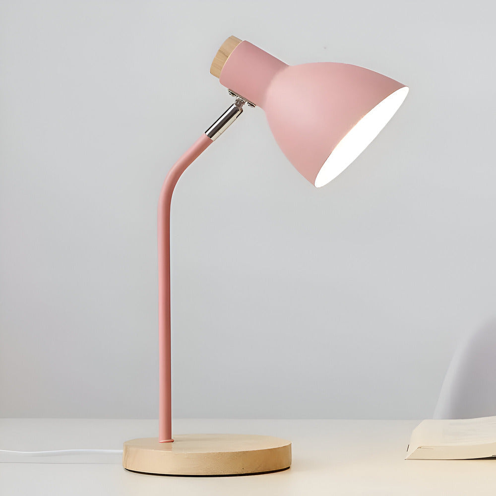 Tafellamp Scandinavisch met Verstelbare Kap en Houten Voet ##POS:4##