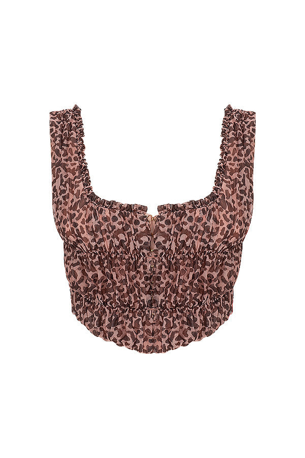 Helvianne - Top met Dierenprint en Ruches