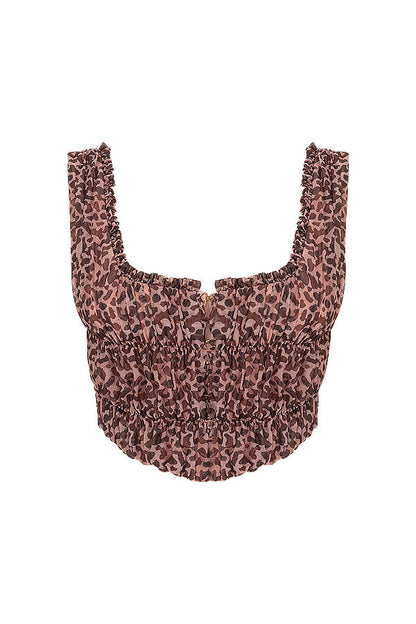 Helvianne - Top met Dierenprint en Ruches