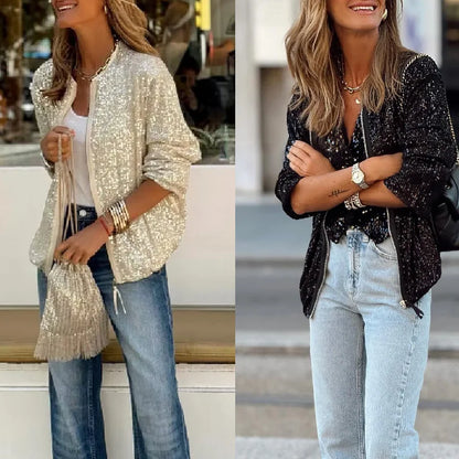 Dames Blazer met Pailletten - Glanzende Feestblazer