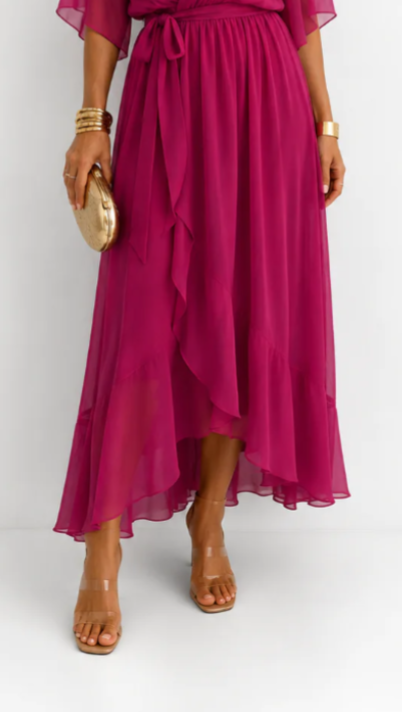 Dames Galajurk Chiffon met Portefeuille-Silhouet