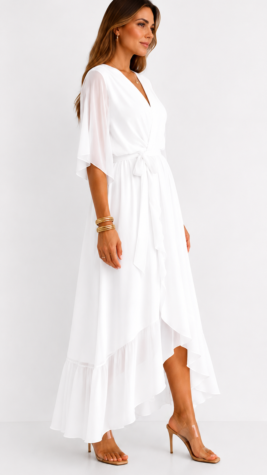 Dames Galajurk Chiffon met Portefeuille-Silhouet