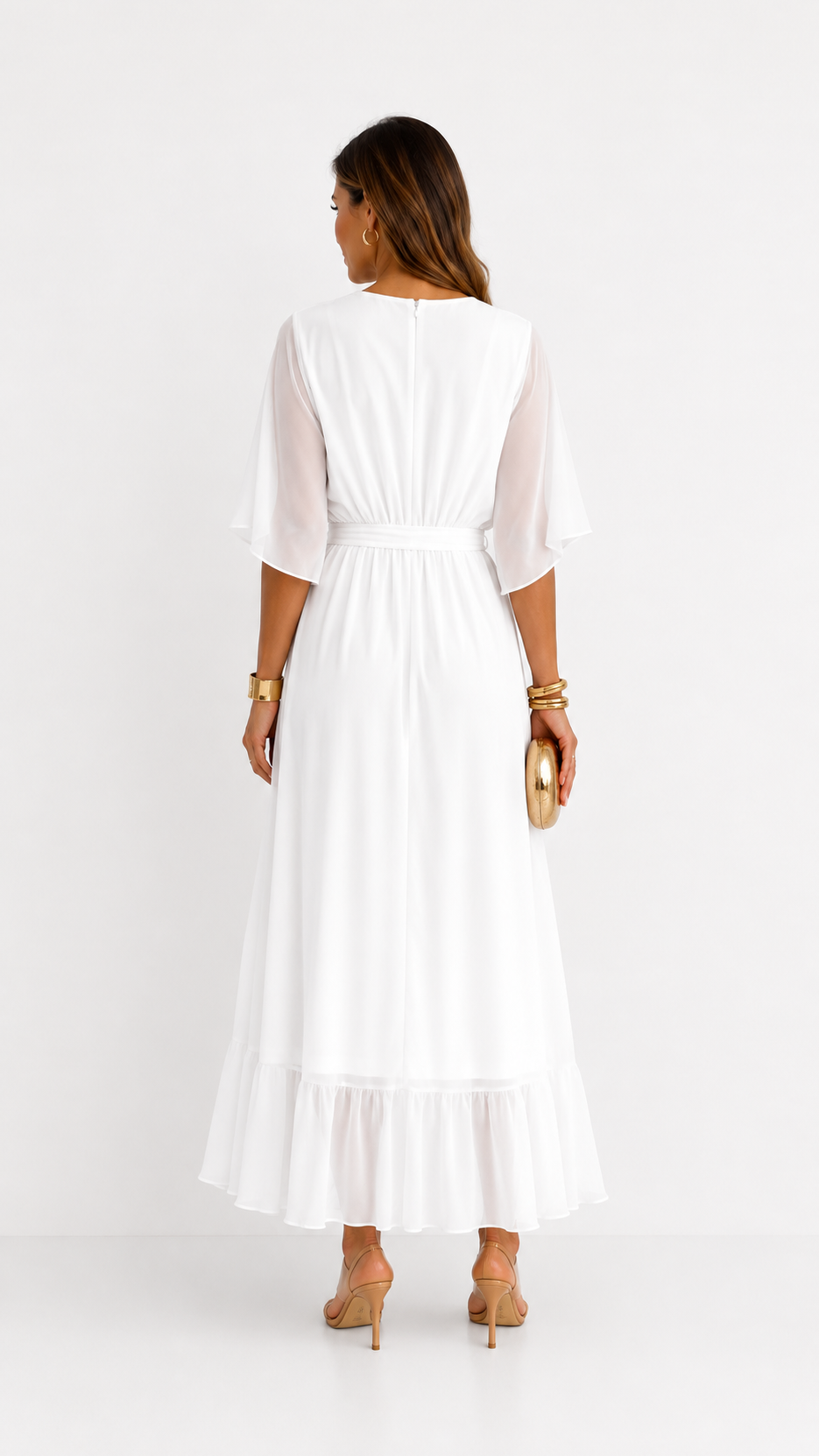 Dames Galajurk Chiffon met Portefeuille-Silhouet