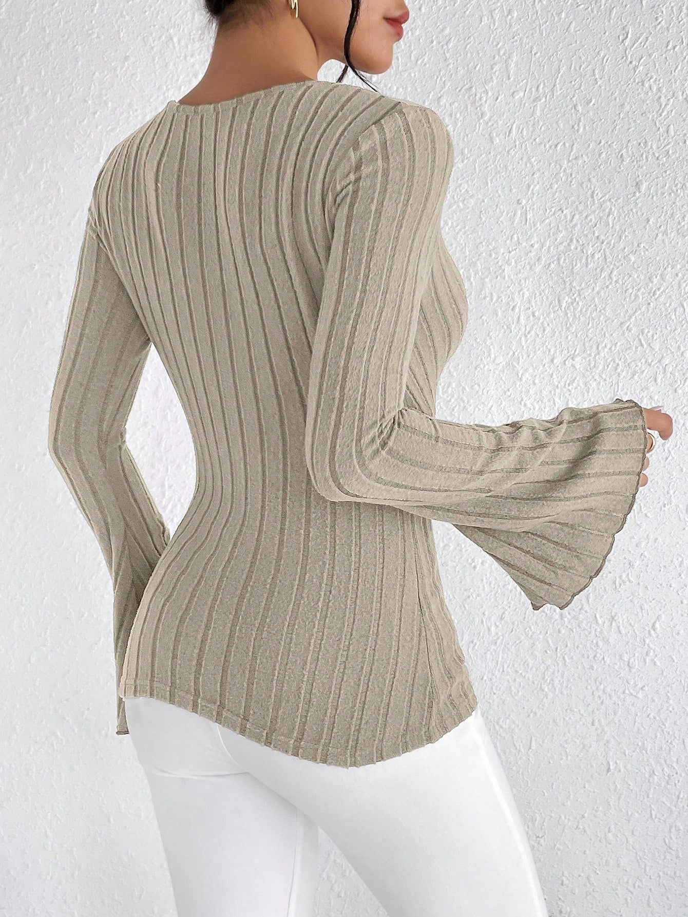 Camina - Chique Top met V-hals en Lange Mouwen