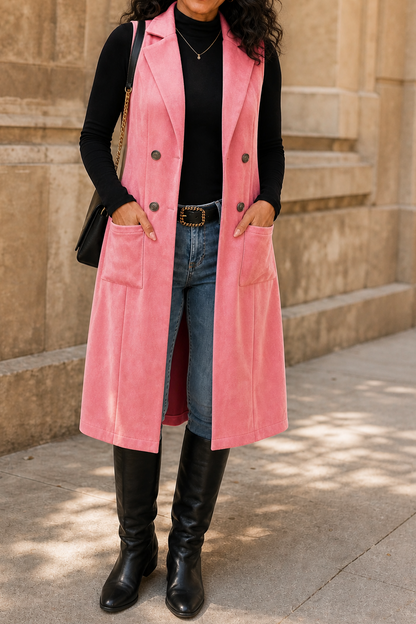 Dames Lang Vest Mouwloos Open Front - Gilet