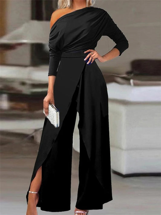 Iris - One-Shoulder Jumpsuit met Ruches