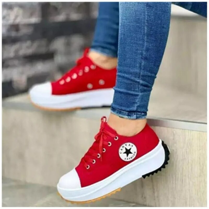 Dames Sneakers Chunky Canvas met Contrasterende Zijstreep