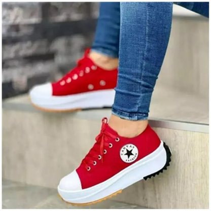 Dames Sneakers Chunky Canvas met Contrasterende Zijstreep