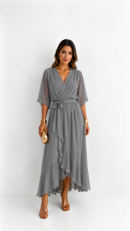 Dames Galajurk Chiffon met Portefeuille-Silhouet