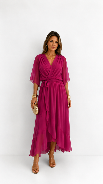 Dames Galajurk Chiffon met Portefeuille-Silhouet