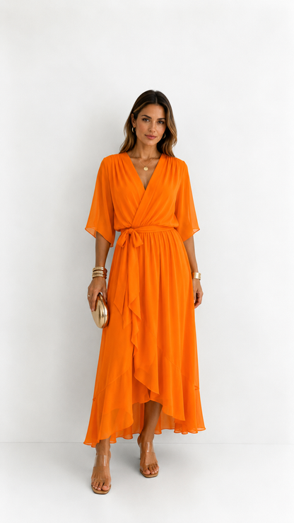 Dames Galajurk Chiffon met Portefeuille-Silhouet