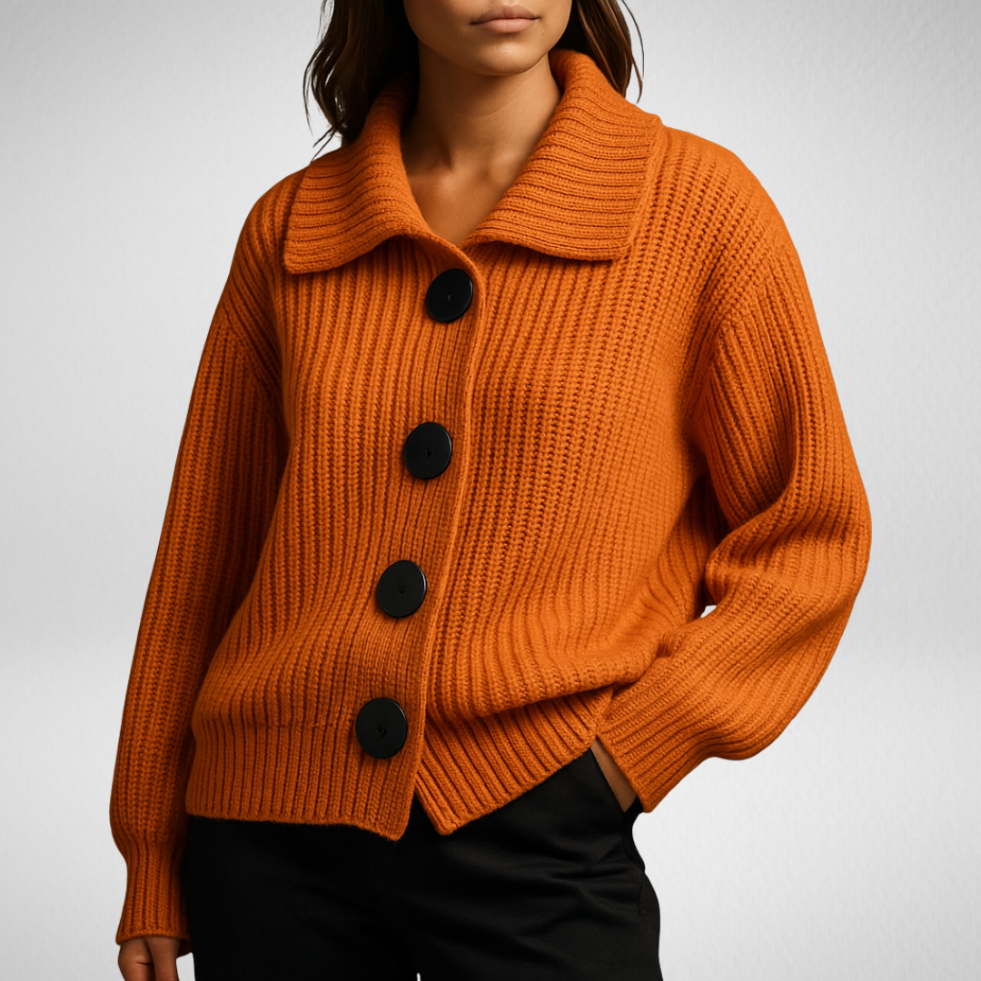 Dames Oversized Vest met Grote Knopen – Grof Gebreid