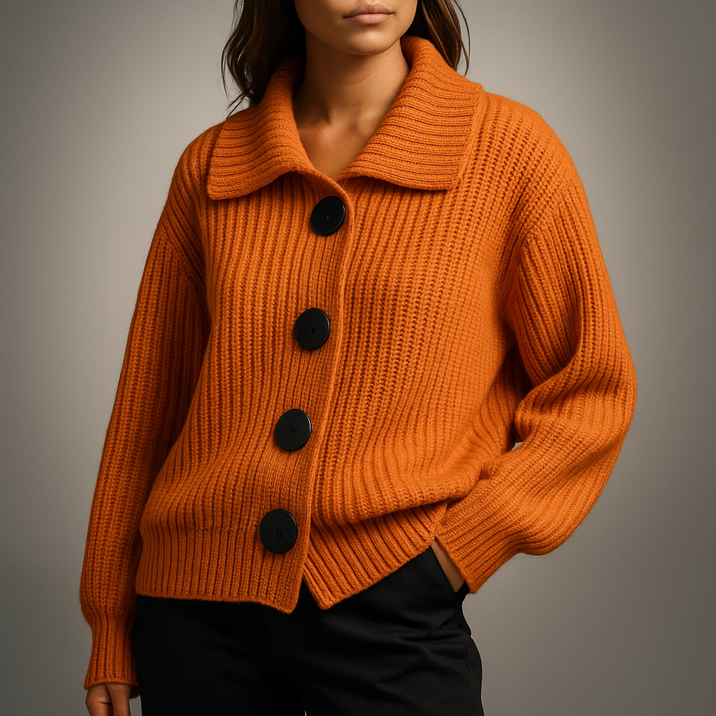 Dames Oversized Vest met Grote Knopen – Grof Gebreid