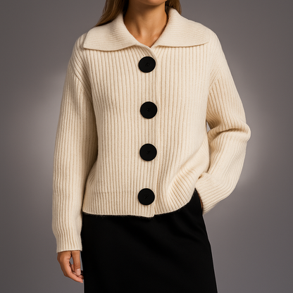 Dames Oversized Vest met Grote Knopen – Grof Gebreid