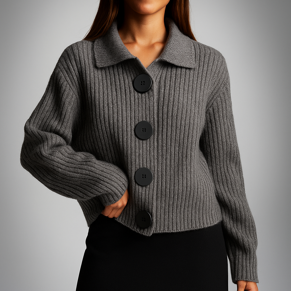 Dames Oversized Vest met Grote Knopen – Grof Gebreid